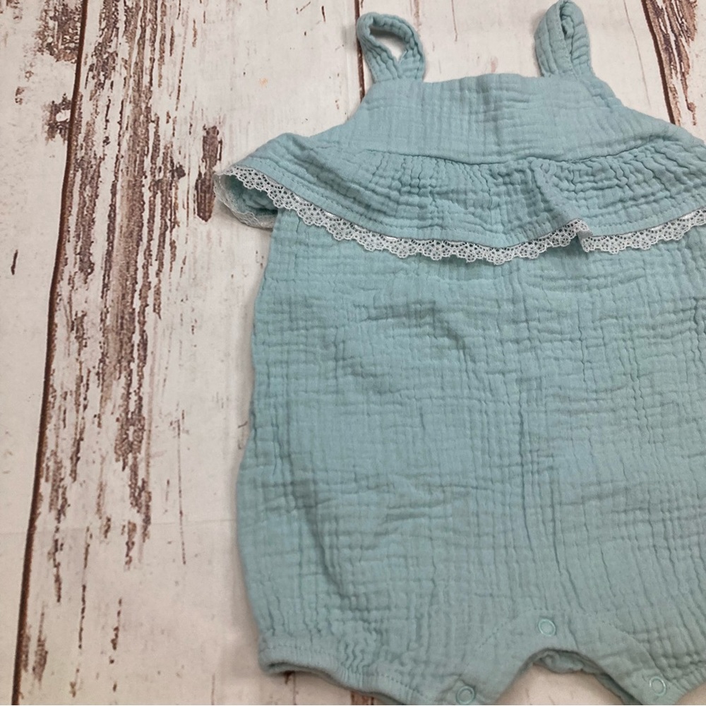 Rabbit Bear Organic Romper Baby Blue Sz 6-9M - Picture 4 of 12